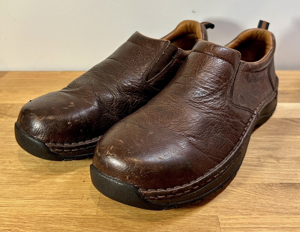 Red Wing 6702 Slip On Aluminum Toe Shoes Sz 10 D Brown Leather Slip Resistant